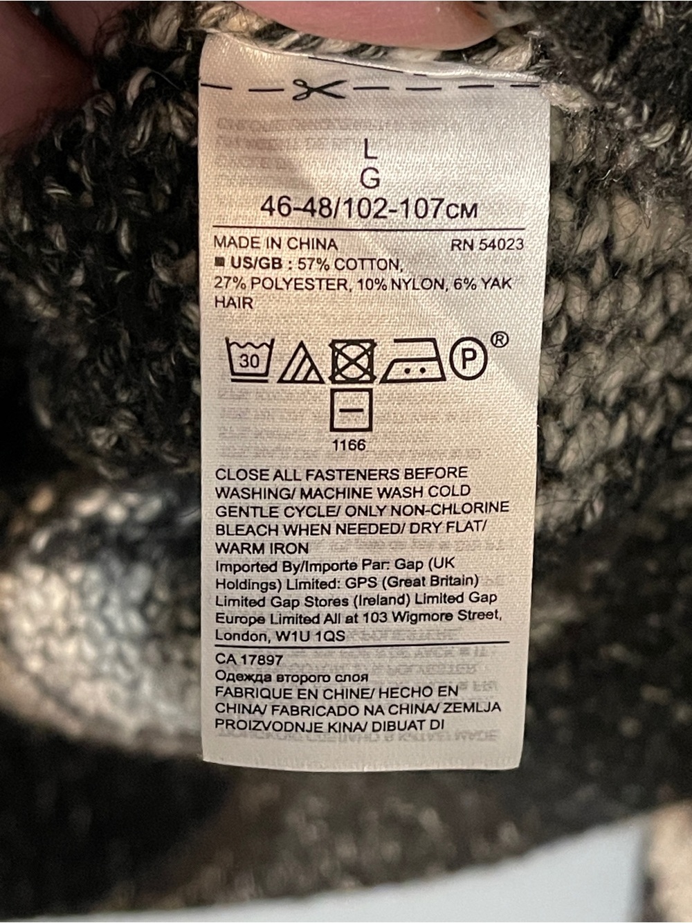 Banana Republic Gray Fair Isle Cardigan Chunky Knit Shawl Collar Pockets Large - Picture 5 of 6